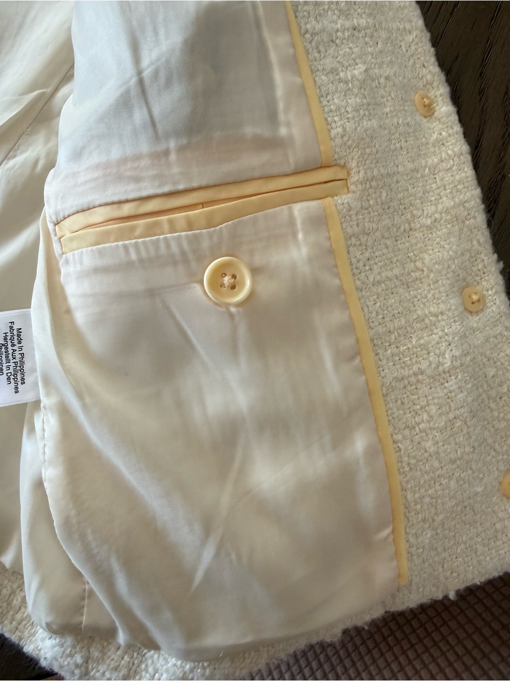 Cropped Bouclé Jacket with Gold Buttons - Cream Great Winter White  Blazer - Picture 4 of 8
